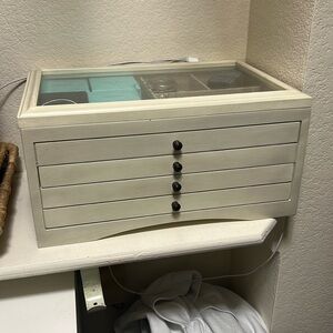 Pottery Barn jewelry box with “K” on top